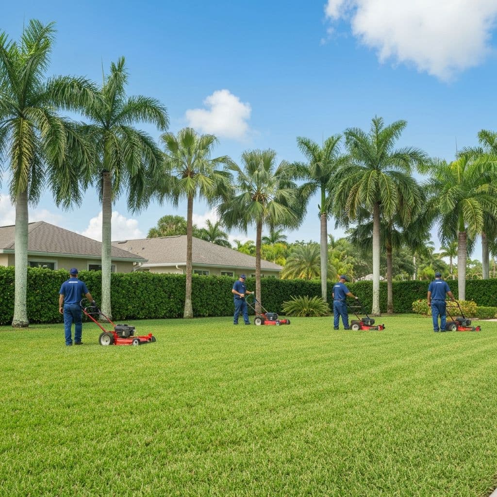 Justice For Lawns team maintaining a beautiful Florida property